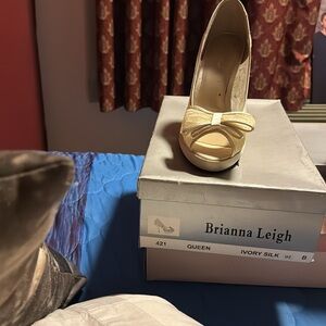 Ivory Silk Peep-Toe Heels